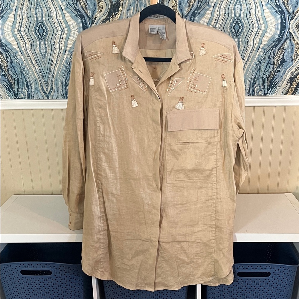 Mercedes & Adrienne Vintage Button-Up Shirt, Size 8